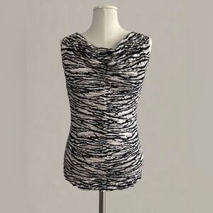 Calvin Klein Black and White Zebra Print Blouse